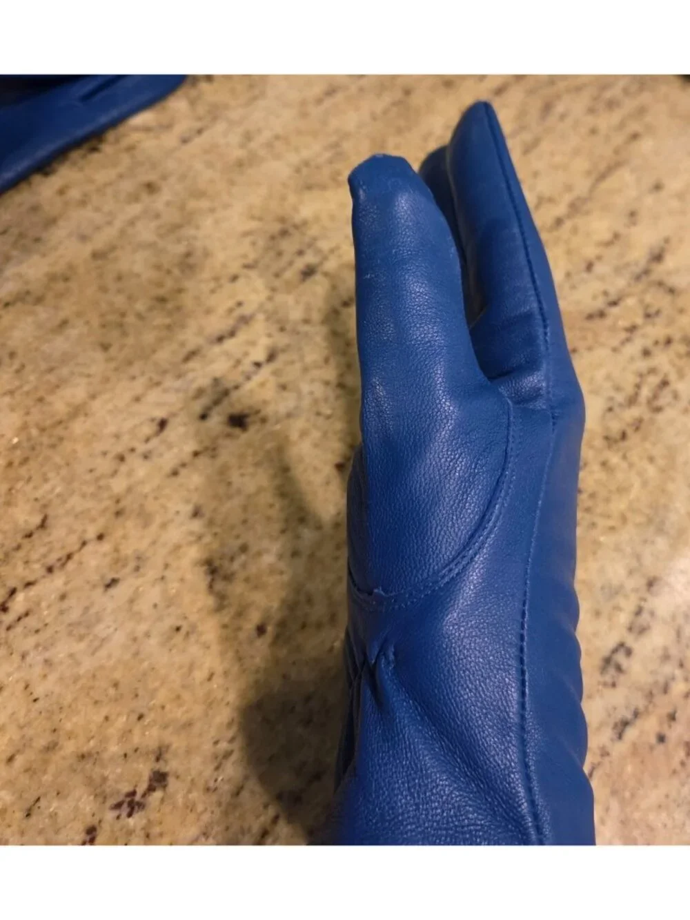 Womens Size S/M Blue Leather Lined Gloves